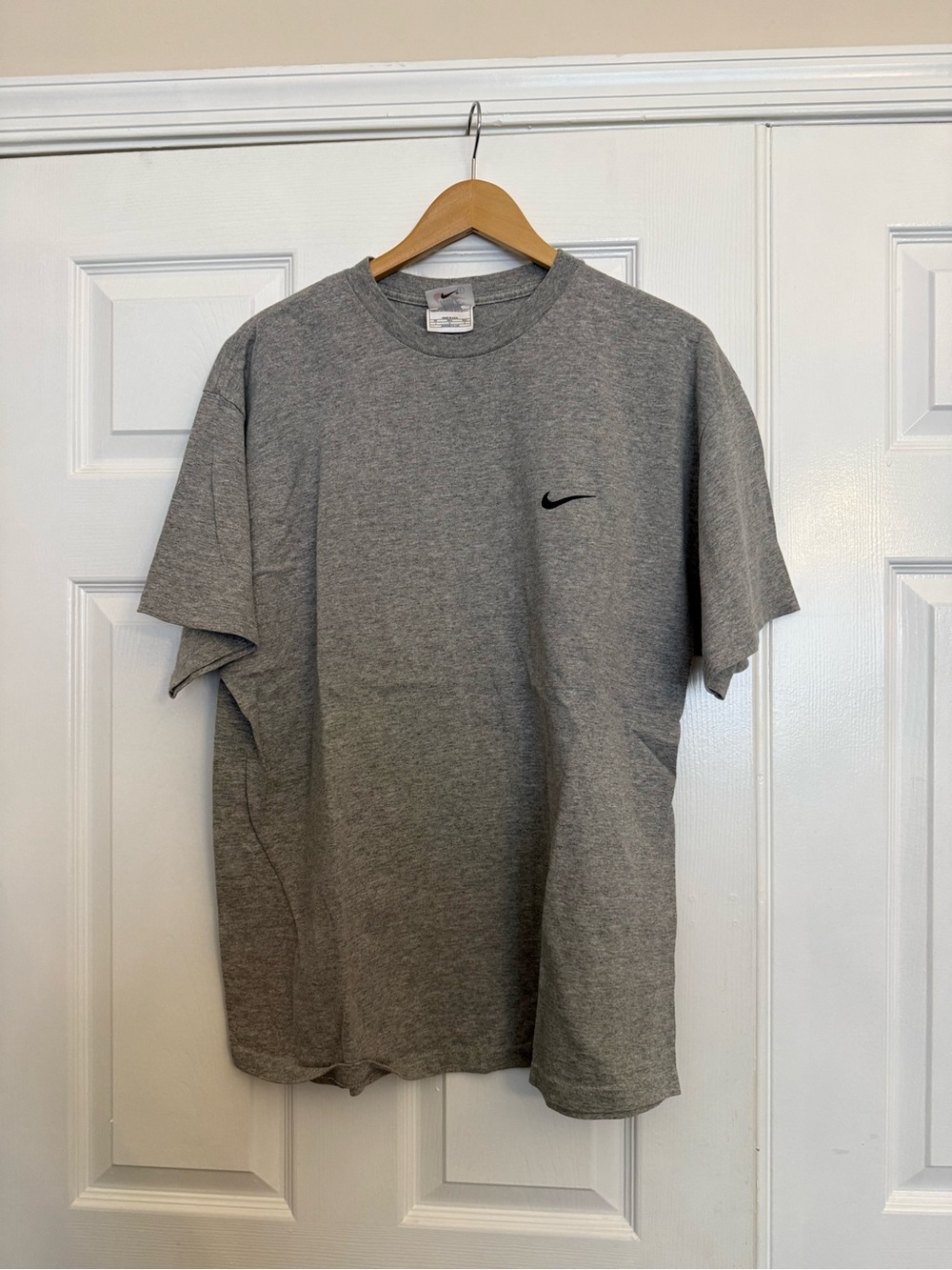 Nike Grey Heather Short Sleeve Crew T-Shirt with Black Swoosh